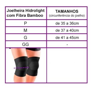 Joelheira Elástica Fibra Bamboo P ao G Unissex Hidrolight