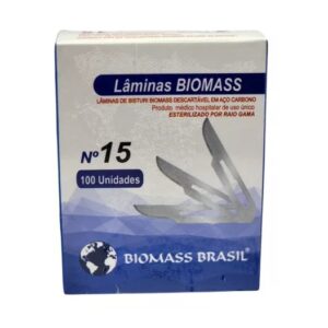 Lâmina de Bisturi Descartável Nº15 com 100 Unidades Biomass