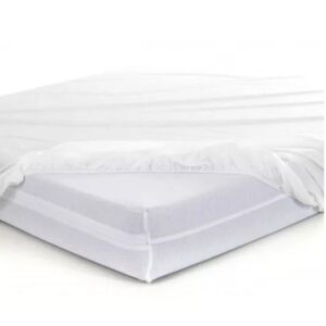 Lençol Plástico Impermeável com Elástico De Casal Branco Gmed