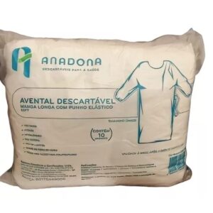 Avental Descartável Manga Longa 20g com 10 Unidades Anadona