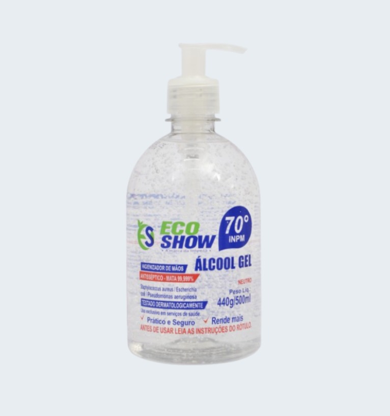 Álcool Em Gel Antisséptico 70º 500ml com Válvula Pump - Ecoshow