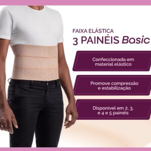Faixa Elástica Basic Três Painéis Pós Cirúrgica PM ao GGG Unissex Hidrolight 2