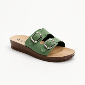 Sandália 2 Fivelas Ortopédica Verde Salvia Doctor Comfort