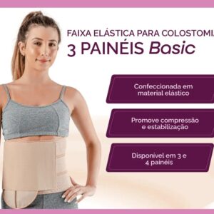 Faixa Elástica Basic Três Painéis Colostomia PM ao GGG Unissex Hidrolight3