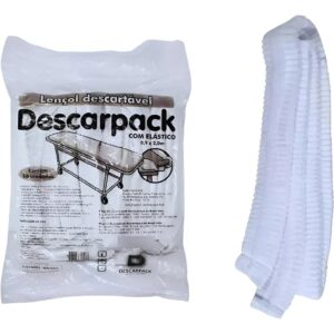 Lençol Descartável com Elástico 10 Unidades para Maca 90cm x 2m Descaparck